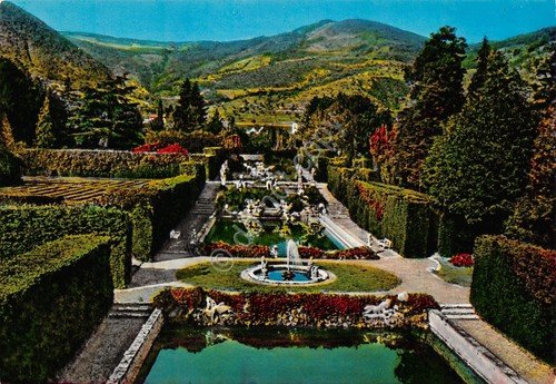 Cartolina Valsanzibio Colli Euganei Villa Barbarigo Piscine e Labirinto colorata | Immagine Gallery 1