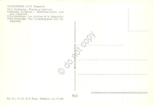 Cartolina Valsanzibio Colli Euganei Villa Barbarigo Piscine e Labirinto colorata | Immagine Gallery 2