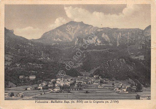 Cartolina Valsassina Ballabio Superiore panorama con Grignetta 1951 bordo danneg | Immagine principale