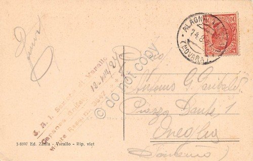 Cartolina Valsesia Punte dal Monte Rosa allo Stollemberg 1927