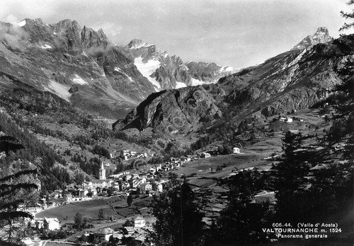 Cartolina Valtournanche panorama 1961 (Aosta)