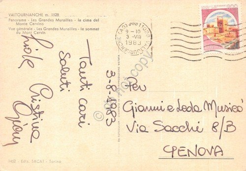 Cartolina Valtournanche panorama Monte Cervino Les grandes Murailles 1983 | Immagine Gallery 2