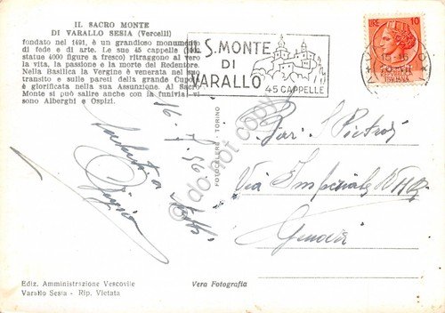 Cartolina Varallo Sesia Panorama 1956 timbro Sacro Monte | Immagine Gallery 2