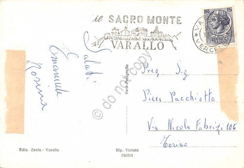 Cartolina Varallo Sesia Panorama timbro Sacro Monte grinze (Vercelli)