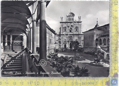 Cartolina Varallo Sesia Piazzale e Basilica 1957 (Vercelli)