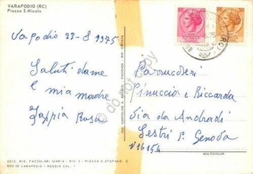 Cartolina Varapodio Piazza San NIcola Distributore AGIP 1975 (Reggio Calabria) | Immagine Gallery 2