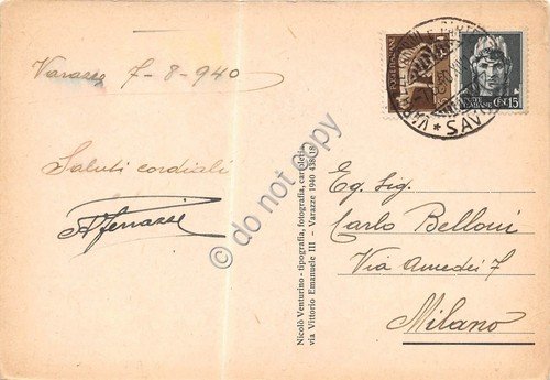 Cartolina Varazze Giardini Pubblici 1940