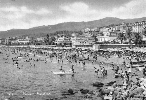 Cartolina Varazze Kursaal Margherita spiaggia stabilimenti alberghi anni '60