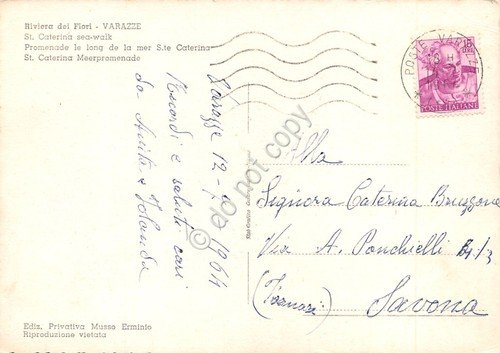 Cartolina Varazze Lungomare S. Caterina 1964
