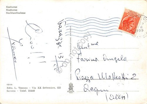 Cartolina Varazze Notturno 1955 (Savona) | Immagine Gallery 2