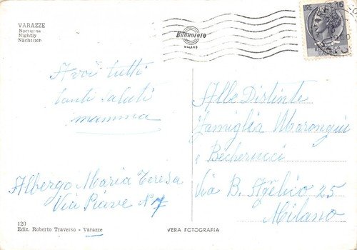 Cartolina Varazze Notturno Fontana 1960 (Savona) | Immagine Gallery 2