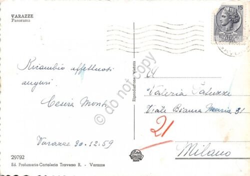 Cartolina Varazze Panorama dal Castello 1959 (Savona)