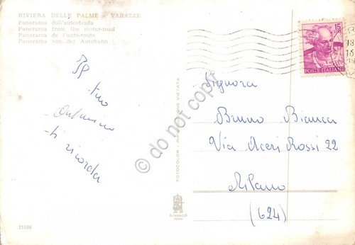 Cartolina Varazze Panorama dall' autostrada anni '60