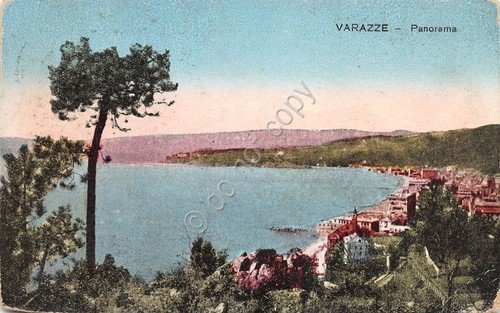 Cartolina Varazze Panorama illustrata 1921