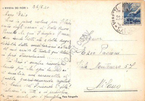 Cartolina Varazze panorama parziale spiaggia pescatore animata alta marea 1950 | Immagine Gallery 2