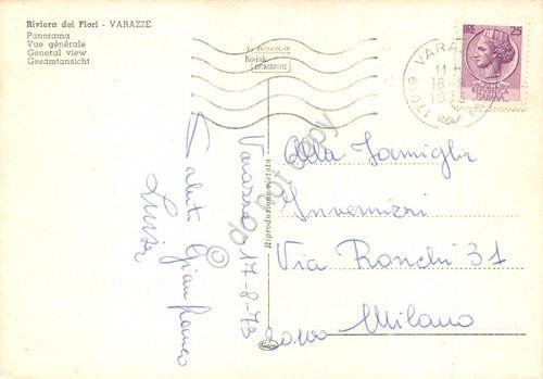 Cartolina Varazze Panorama porto barche 1973 (Savona)