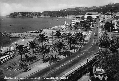 Cartolina Varazze panorama spiaggia e via lungomare 1953 | Immagine principale