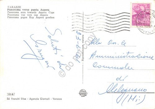 Cartolina Varazze panorama verso Punta d'Aspera auto lungomare spiaggia 1961 | Immagine Gallery 2