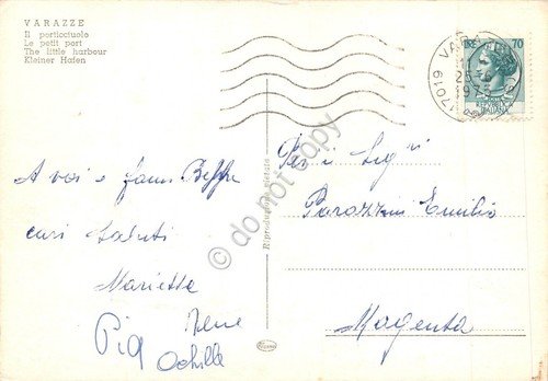 Cartolina Varazze Porticciolo barche auto d'epoca 1975 (Savona)