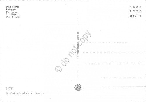 Cartolina Varazze Spiaggia auto d'epoca anni '50