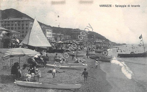 Cartolina Varazze spiaggia di Levante animata 1921 | Immagine principale