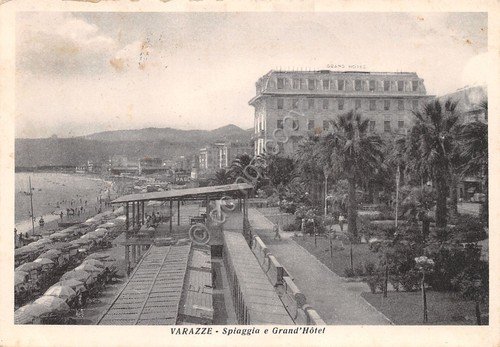 Cartolina Varazze Spiaggia e Grand Hotel 1952 | Immagine principale