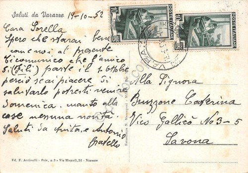 Cartolina Varazze Spiaggia e Grand Hotel 1952 | Immagine Gallery 2