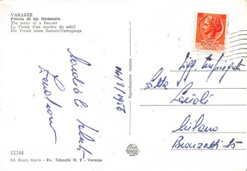 Cartolina Varazze Tramonto barca a vela 1956 (Savona) | Immagine Gallery 2