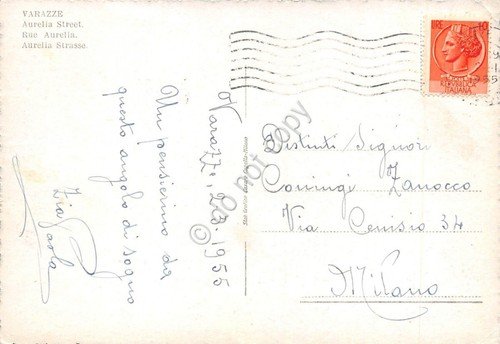 Cartolina Varazze Via Aurelia Auto 1955 (Savona)