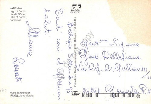 Cartolina Varenna Lago di Como scorcio del paese 1993
