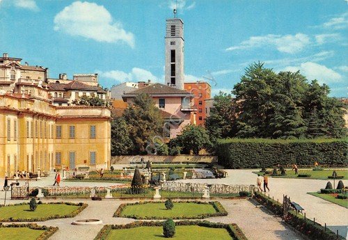 Cartolina Varese Giardini Pubblici Torre Civica