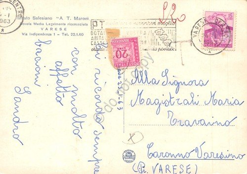 Cartolina Varese Istituto Salesiano Tullio Maroni Direzione uffici Segnatasse 20 | Immagine Gallery 2