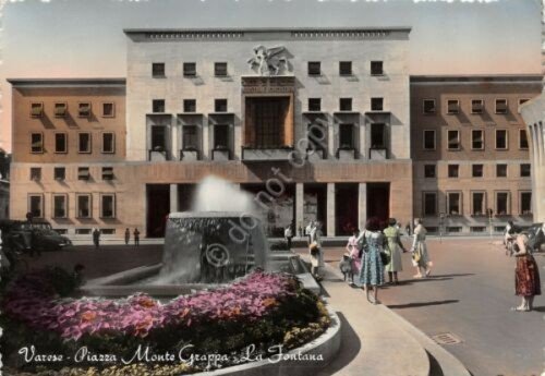 Cartolina Varese Piazza Monte Grappa Timbro targhetta arruolamento esercito | Immagine principale