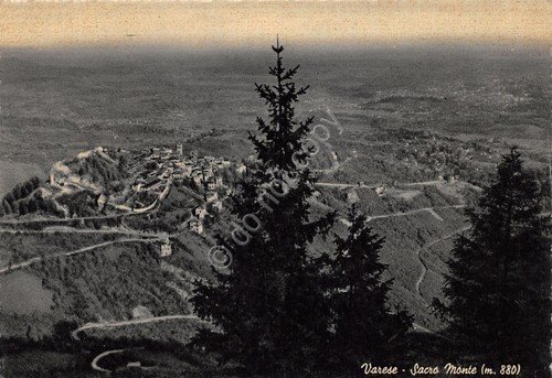Cartolina Varese Sacro Monte dall'alto anni '50