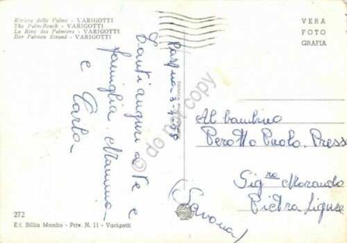 Cartolina Varigotti Panorama e ferrovia 1958