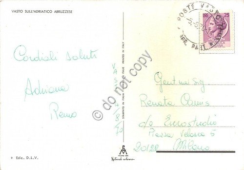 Cartolina Vasto saluti da vedutine 1970 (Altre tematiche)