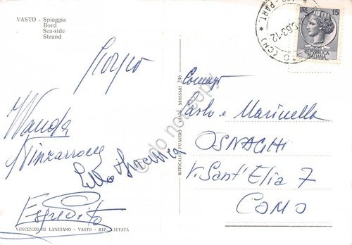 Cartolina Vasto Spiaggia 1963 (Chieti)