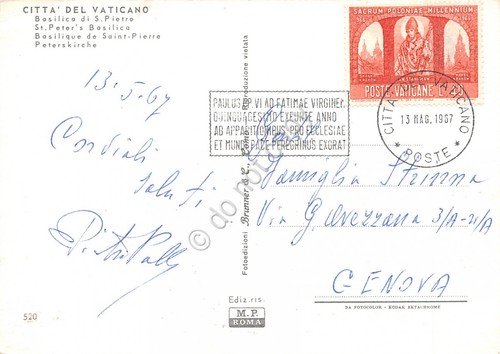 Cartolina Vaticano Basilica S. Pietro timbro latino 1967 (Roma) | Immagine Gallery 2