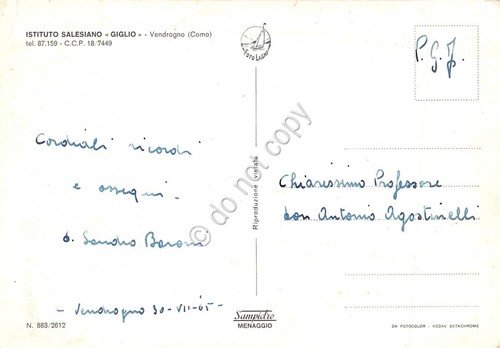 Cartolina Vendrogno Istituto Salesiano Giglio 1965 (Como)