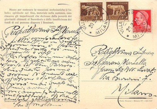 Cartolina Venegono Seminario Arcivescovile Milanese 1937