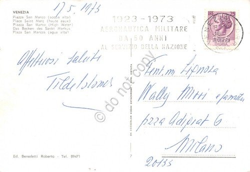 Cartolina Venezia Acqua alta timbro a targhetta Aeronautica Militare 1973 | Immagine principale