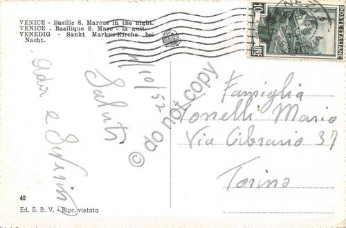 Cartolina Venezia Basilica di San Marco Notturno 1952 | Immagine Gallery 2