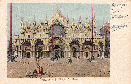 Cartolina Venezia basilica San Marco animata 1902 | Immagine principale