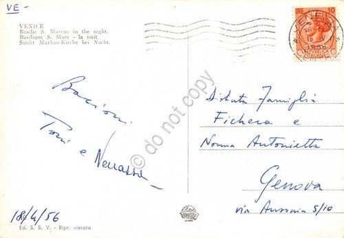 Cartolina Venezia Basilica San Marco notturno 1956 | Immagine Gallery 2