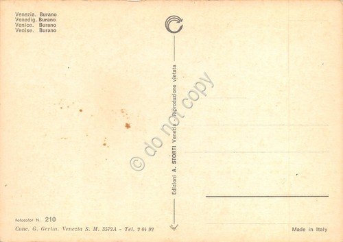 Cartolina Venezia Burano una riva case edifici chiesa anni '70 | Immagine Gallery 2