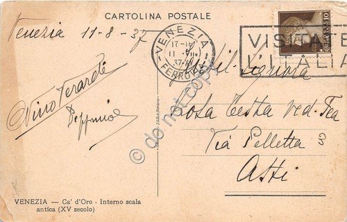 Cartolina Venezia Ca' D'Oro Interno scala 1937 | Immagine Gallery 2
