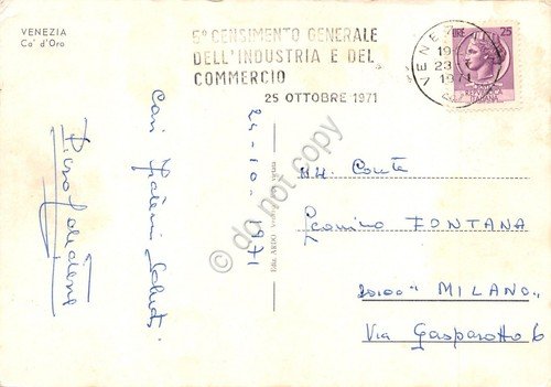 Cartolina Venezia Ca D'Oro timbro a targhetta censimento industria commercio … | Immagine principale