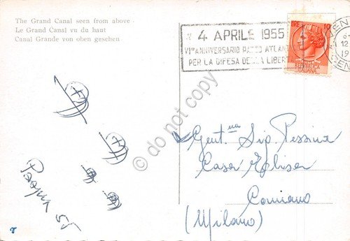Cartolina Venezia Canal Grande timbro a targhetta Patto Atlantico 1955 | Immagine Gallery 2