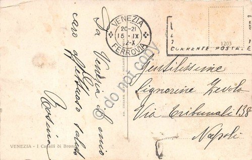 Cartolina Venezia Cavalli di Bronzo 1932 | Immagine Gallery 2