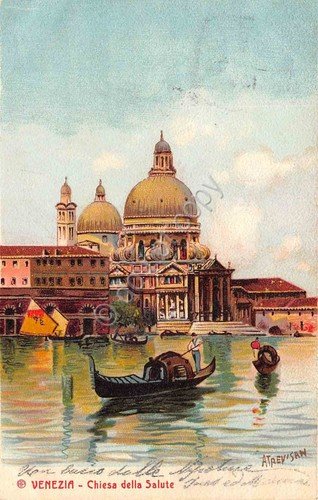 Cartolina Venezia Chiesa della Salute illustrata Trevisan 1904 | Immagine principale